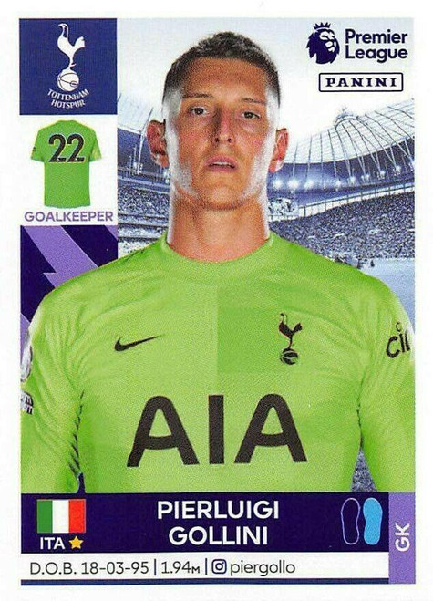 #523 Pierluigi Gollini (Tottenham Hotspur) Panini Premier League 2022 Sticker Collection
