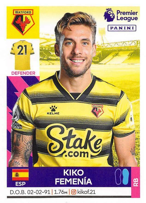 #557 Kiko Femenia (Watford) Panini Premier League 2022 Sticker Collection