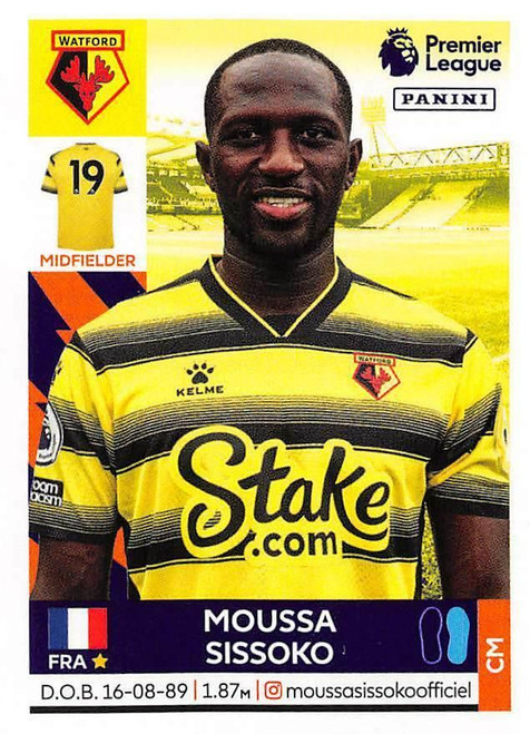 #565 Moussa Sissoko (Watford) Panini Premier League 2022 Sticker Collection