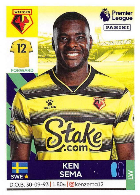 #569 Ken Sema (Watford) Panini Premier League 2022 Sticker Collection