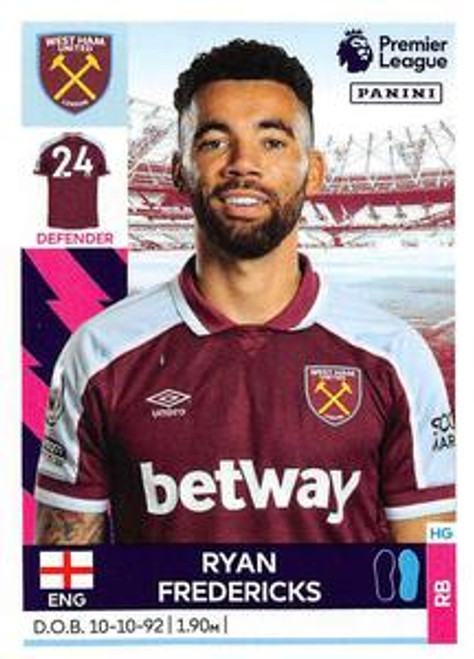 #588 Ryan Fredericks (West Ham United) Panini Premier League 2022 Sticker Collection