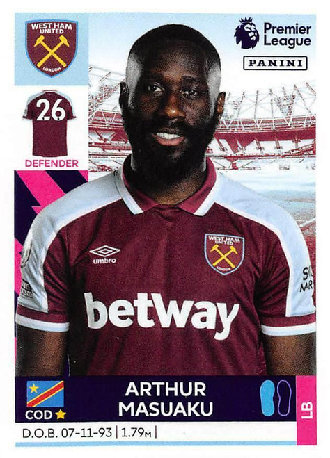 #589 Arthur Masuaku (West Ham United) Panini Premier League 2022 Sticker Collection