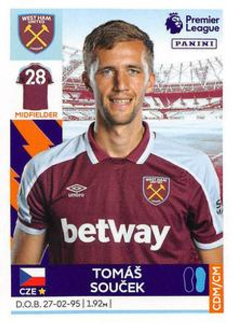 #596 Tomas Soucek (West Ham United) Panini Premier League 2022 Sticker Collection