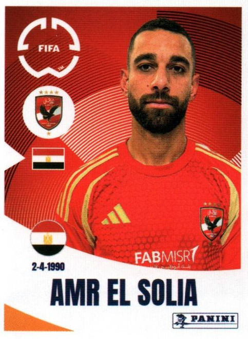 #51 Amr El Solia (Al Ahly FC) Panini Club World Cup 2025 Sticker Collection #51 Amr El Solia (Al Ahly FC) Panini Club World Cup 2025 Sticker Collection