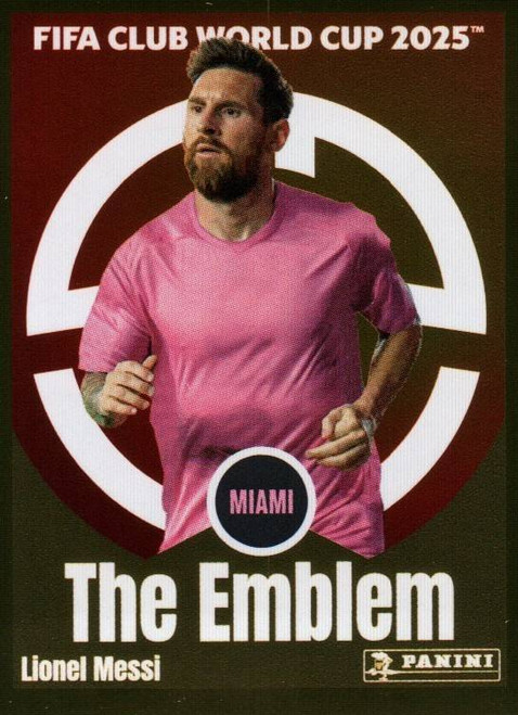 #59 Lionel Messi THE EMBLEM (Inter Miami CF) Panini Club World Cup 2025 Sticker Collection #59 Lionel Messi THE EMBLEM (Inter Miami CF) Panini Club World Cup 2025 Sticker Collection