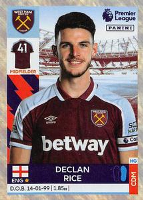 #598 Declan Rice (West Ham United) Panini Premier League 2022 Sticker Collection