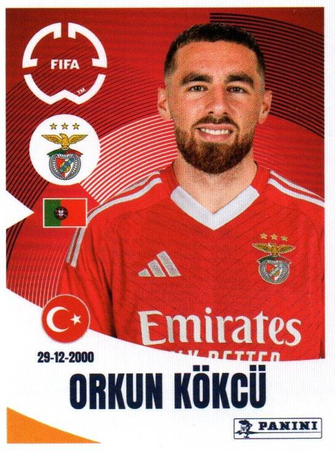 #180 Orkun Kokcu (SL Benfica) Panini Club World Cup 2025 Sticker Collection #180 Orkun Kokcu (SL Benfica) Panini Club World Cup 2025 Sticker Collection