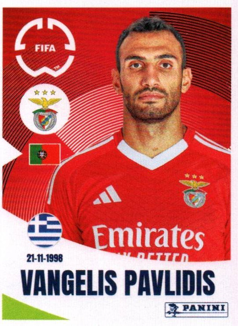 #185 Vangelis Pavlidis (SL Benfica) Panini Club World Cup 2025 Sticker Collection