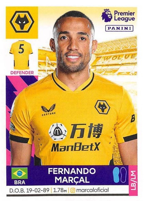 #613 Fernando Marcal (Wolverhampton Wanderers) Panini Premier League 2022 Sticker Collection