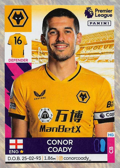 #616 Conor Coady (Wolverhampton Wanderers) Panini Premier League 2022 Sticker Collection