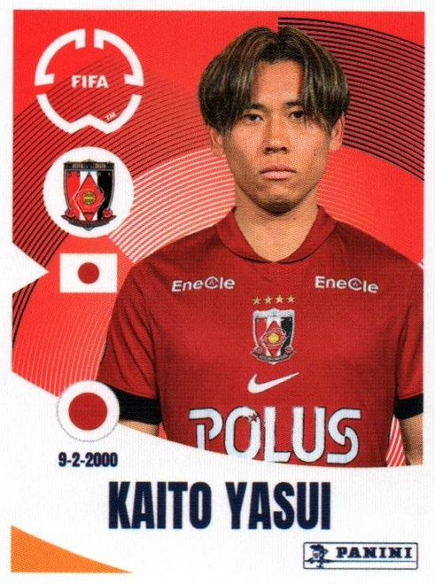 #289 Kaito Yasui (Urawa Red Diamonds) Panini Club World Cup 2025 Sticker Collection