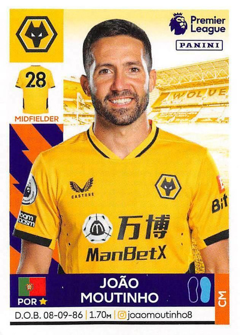 #623 Joao Moutinho (Wolverhampton Wanderers) Panini Premier League 2022 Sticker Collection