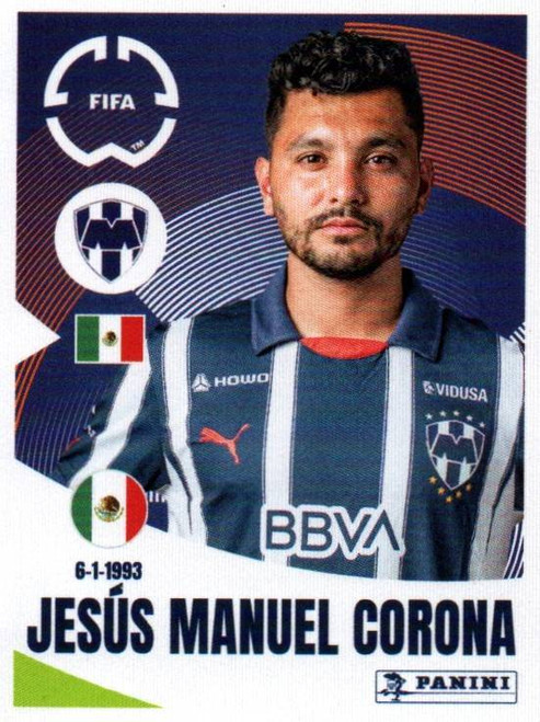 #315 Jesus Corona (CF Monterrey) Panini Club World Cup 2025 Sticker Collection