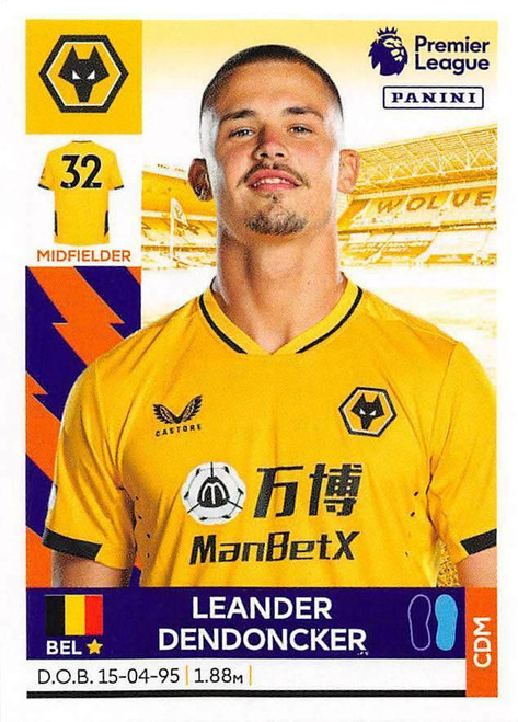 #624 Leander Dendoncker (Wolverhampton Wanderers) Panini Premier League 2022 Sticker Collection