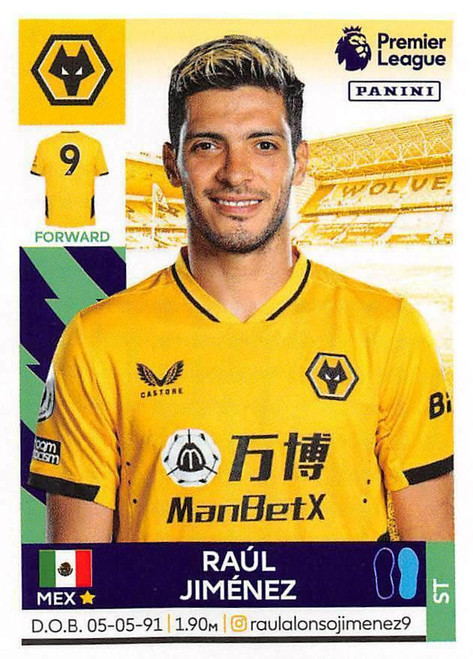 #626 Raul Jimenez (Wolverhampton Wanderers) Panini Premier League 2022 Sticker Collection