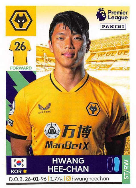 #630 Hwang Hee-Chan (Wolverhampton Wanderers) Panini Premier League 2022 Sticker Collection