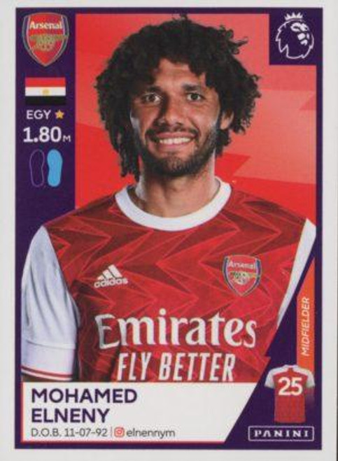 #37 Mohamed Elneny (Arsenal) Panini Premier League 2021 Sticker Collection