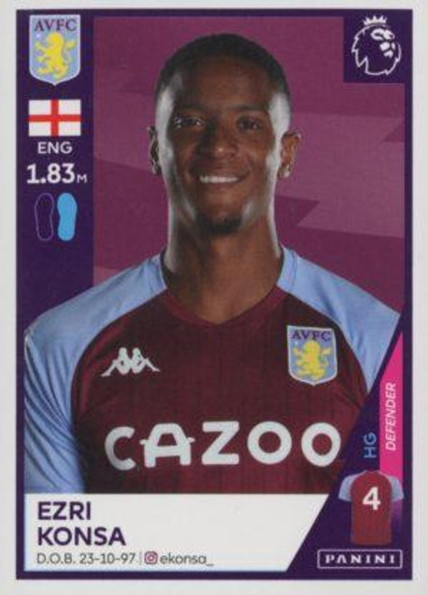 #56 Ezri Konsa (Aston Villa) Panini Premier League 2021 Sticker Collection