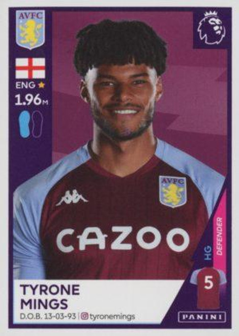#57 Tyrone Mings (Aston Villa) Panini Premier League 2021 Sticker Collection