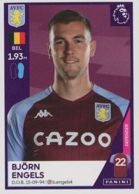 #59 Bjorn Engels (Aston Villa) Panini Premier League 2021 Sticker Collection