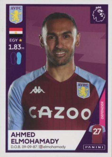 #61 Ahmed Elmohamady (Aston Villa) Panini Premier League 2021 Sticker Collection