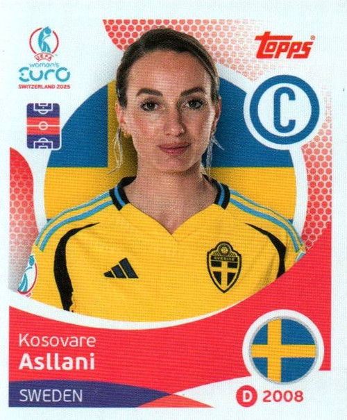 #222 Kosovare Asllani - Captain (Sweden) Topps UEFA Women's Euro 2025 Sticker Collection #222 Kosovare Asllani - Captain (Sweden) Topps UEFA Women's Euro 2025 Sticker Collection