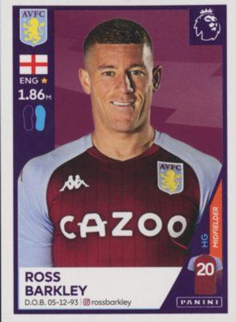 #70 Ross Barkley (Aston Villa) Panini Premier League 2021 Sticker Collection