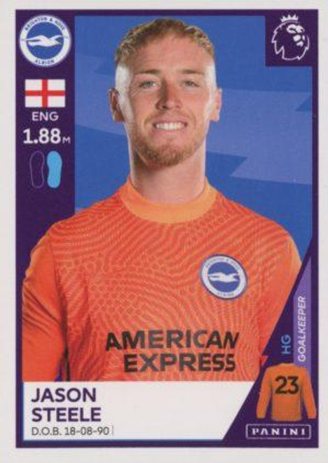 #83 Jason Steele (Brighton & Hove Albion) Panini Premier League 2021 Sticker Collection