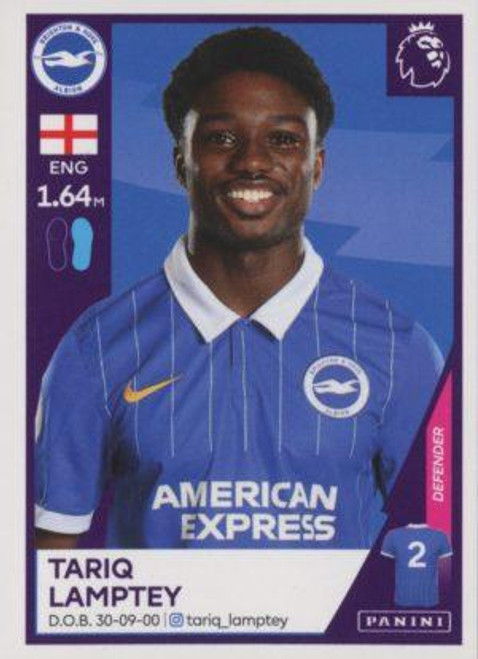 #84 Tariq Lamptey (Brighton & Hove Albion) Panini Premier League 2021 Sticker Collection