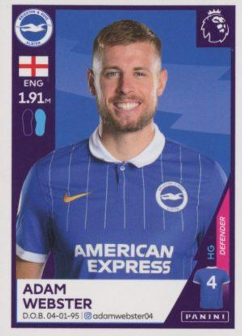 #86 Adam Webster (Brighton & Hove Albion) Panini Premier League 2021 Sticker Collection