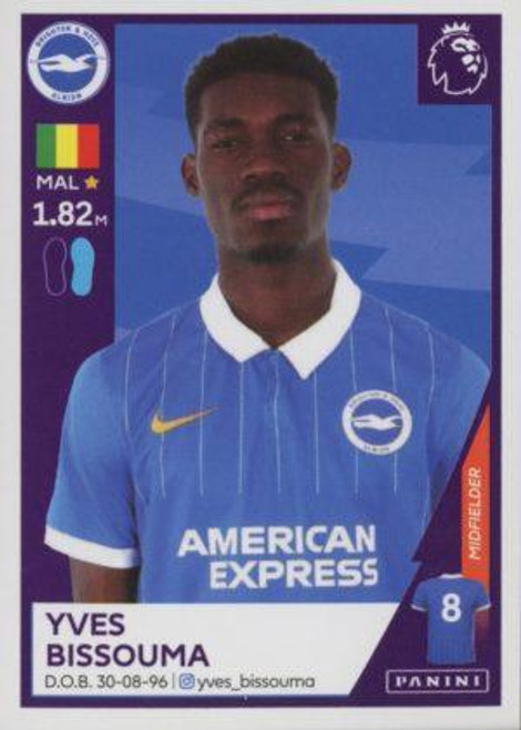 #91 Yves Bissouma (Brighton & Hove Albion) Panini Premier League 2021 Sticker Collection