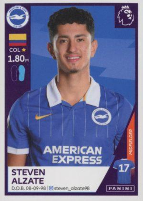 #96 Steven Alzate (Brighton & Hove Albion) Panini Premier League 2021 Sticker Collection