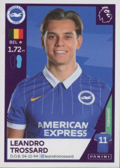 #101 Leandro Trossard (Brighton & Hove Albion) Panini Premier League 2021 Sticker Collection
