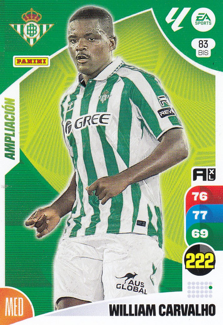 #83bis William Carvalho (Real Betis) Panini Adrenalyn XL La Liga 2024-25 #83bis William Carvalho (Real Betis) Panini Adrenalyn XL La Liga 2024-25