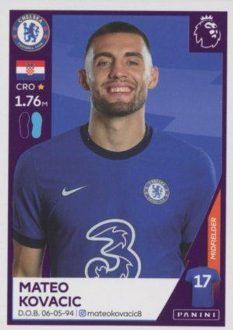 #154 Mateo Kovacic (Chelsea) Panini Premier League 2021 Sticker Collection