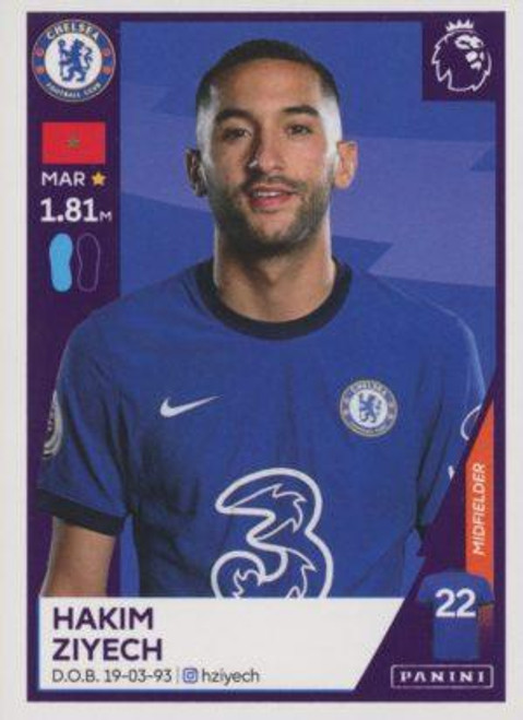 #156 Hakim Ziyech (Chelsea) Panini Premier League 2021 Sticker Collection