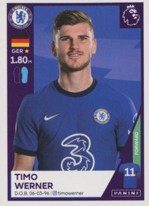 #160 Timo Werner (Chelsea) Panini Premier League 2021 Sticker Collection