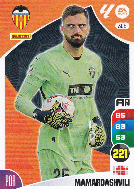 #308 Mamardashvili (Valencia CF) Panini Adrenalyn XL La Liga 2024-25