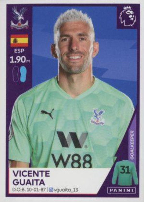 #170 Vicente Guaita (Crystal Palace) Panini Premier League 2021 Sticker Collection