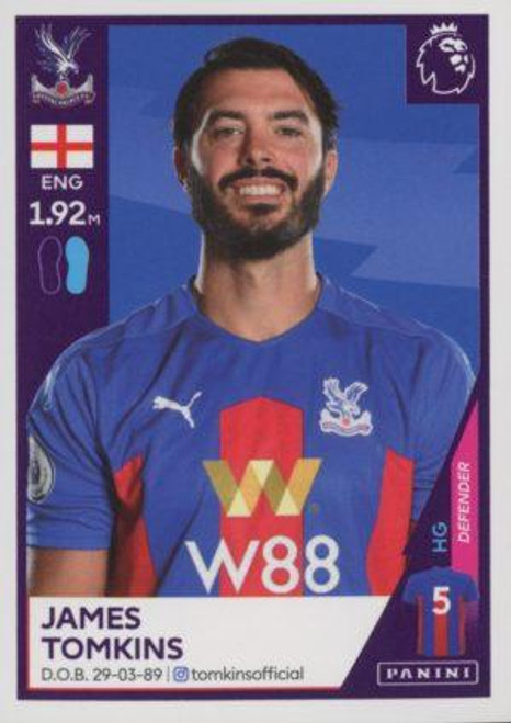 #173 James Tomkins (Crystal Palace) Panini Premier League 2021 Sticker Collection