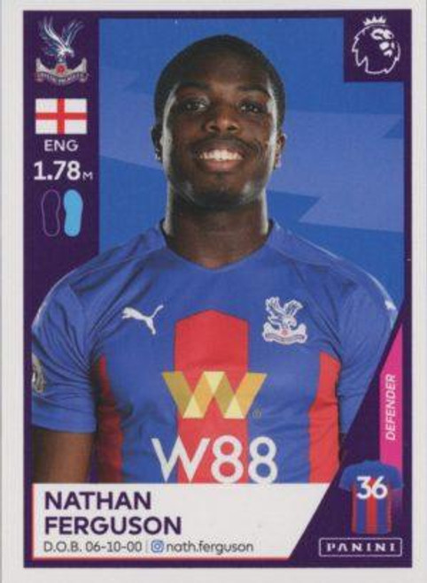 #178 Nathan Ferguson (Crystal Palace) Panini Premier League 2021 Sticker Collection