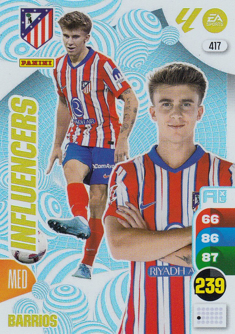 #417 Barrios (Atletico Madrid) Panini Adrenalyn XL La Liga 2024-25 INFLUENCERS