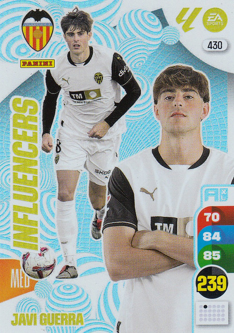 #430 Javi Guerra (Valencia CF) Panini Adrenalyn XL La Liga 2024-25 INFLUENCERS