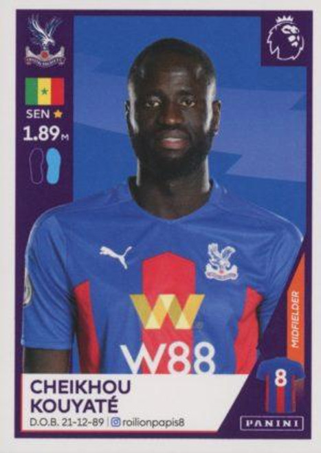#181 Cheikhou Kouyate (Crystal Palace) Panini Premier League 2021 Sticker Collection