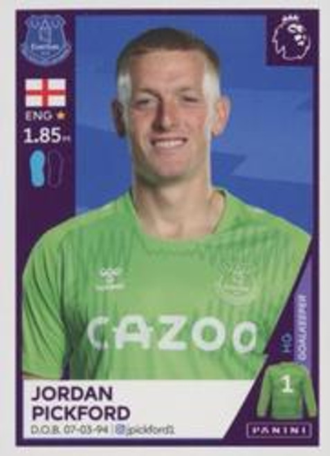 #198 Jordan Pickford (Everton) Panini Premier League 2021 Sticker Collection