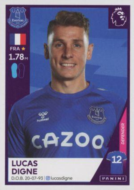 #203 Lucas Digne (Everton) Panini Premier League 2021 Sticker Collection