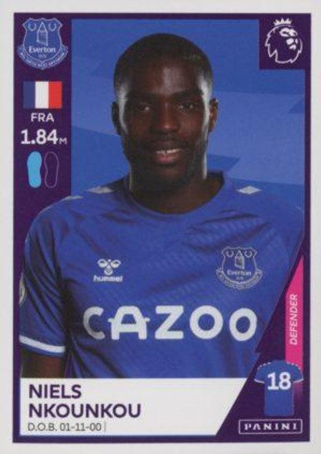 #205 Niels Nkounkou (Everton) Panini Premier League 2021 Sticker Collection
