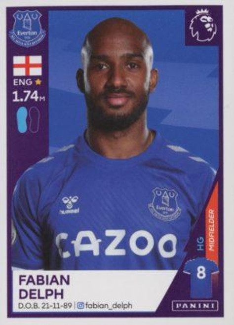 #210 Fabian Delph (Everton) Panini Premier League 2021 Sticker Collection