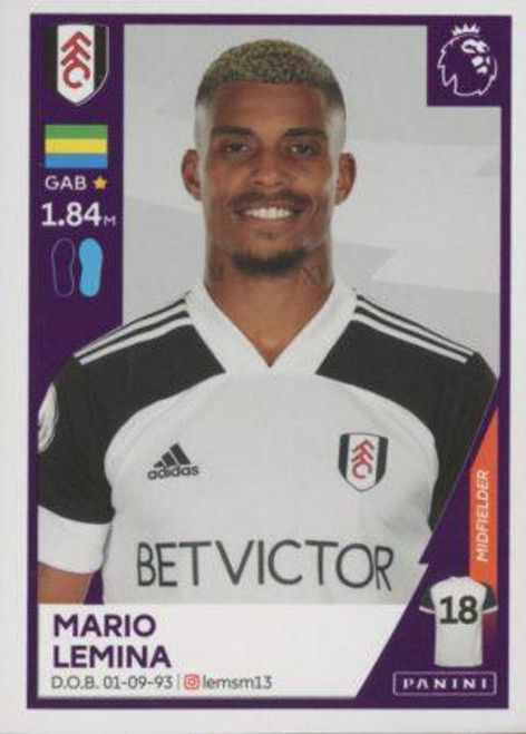 #241 Mario Lemina (Fulham) Panini Premier League 2021 Sticker Collection