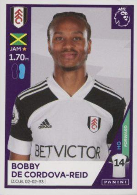 #246 Bobby Decordova-Reid (Fulham) Panini Premier League 2021 Sticker Collection